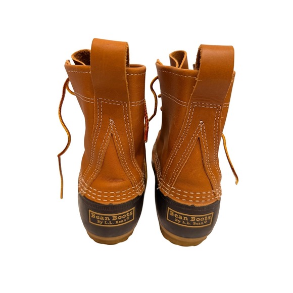LL Bean Boots Womens 8 Inch Brown Leather Rubber Waterproof Snow Winter Boots - Picture 2 of 9